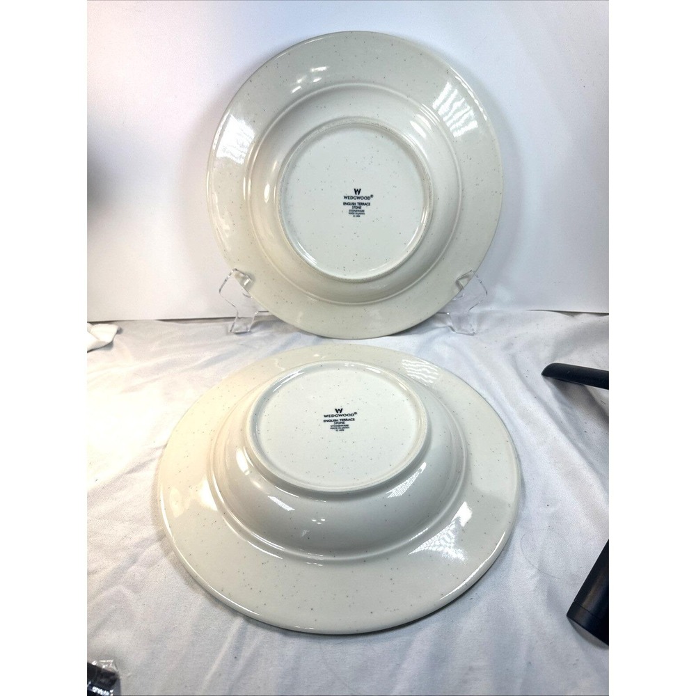VTG Pair of WEDGWOOD Pasta/Soup Bowl English Terrace Stone Japan 1999 10.25" EVC - Picture 6 of 9